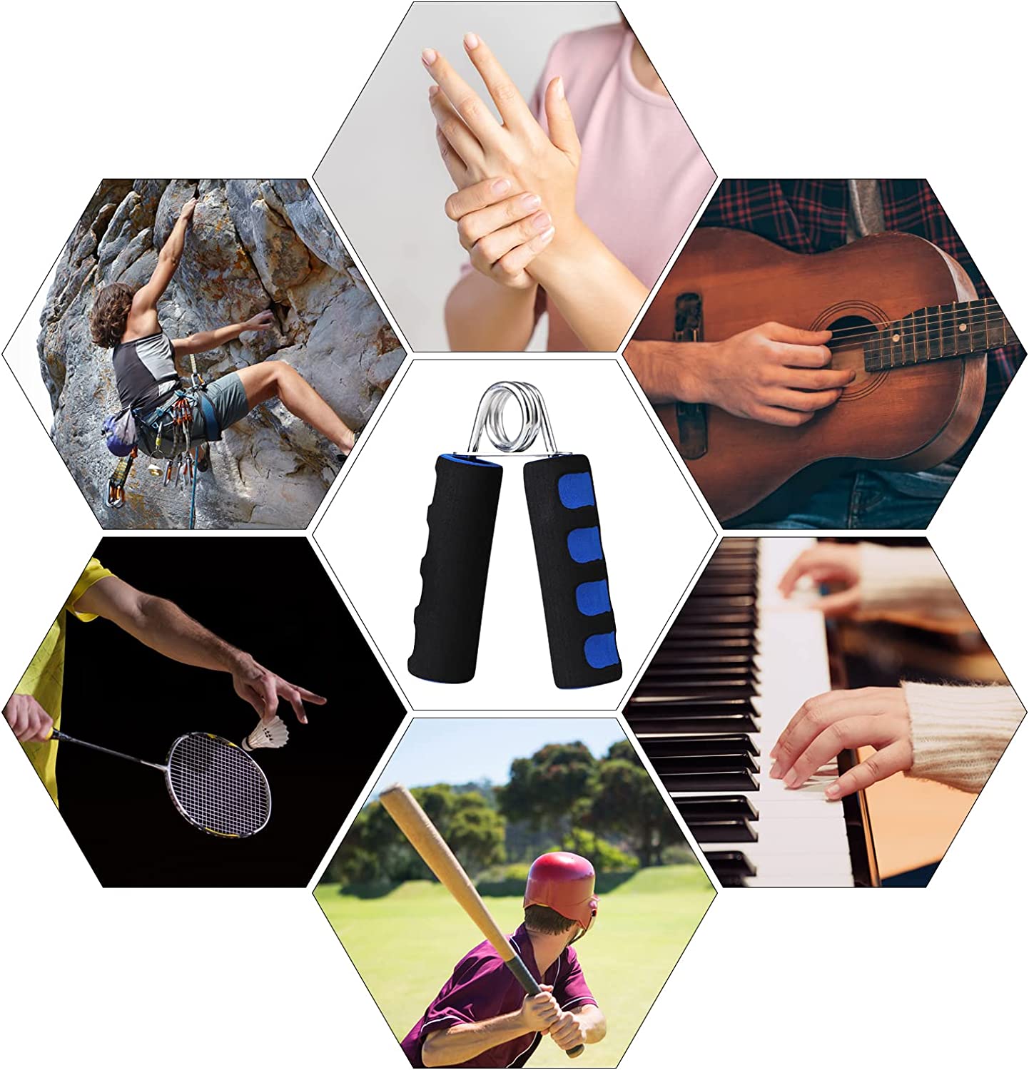 Hand Grips for Strength Training, Soft Foam Hand Workout Grippers, Strengthen, 2 Pack