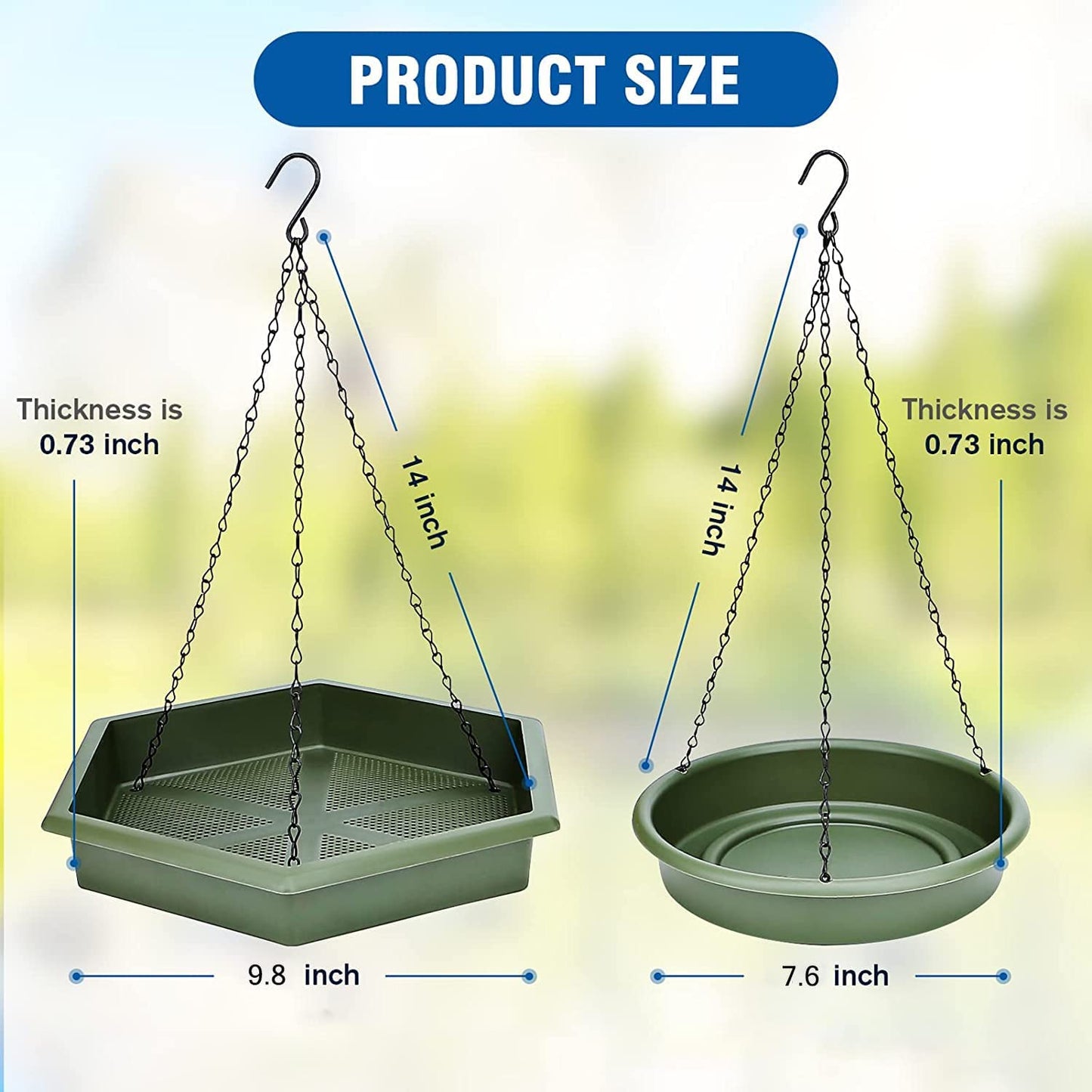 Bird Feeders for Outdoors Hanging, Set of 2, Hanging Bird Bath