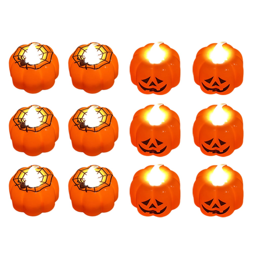 12 Pack Orange Halloween Candles Battery Operated