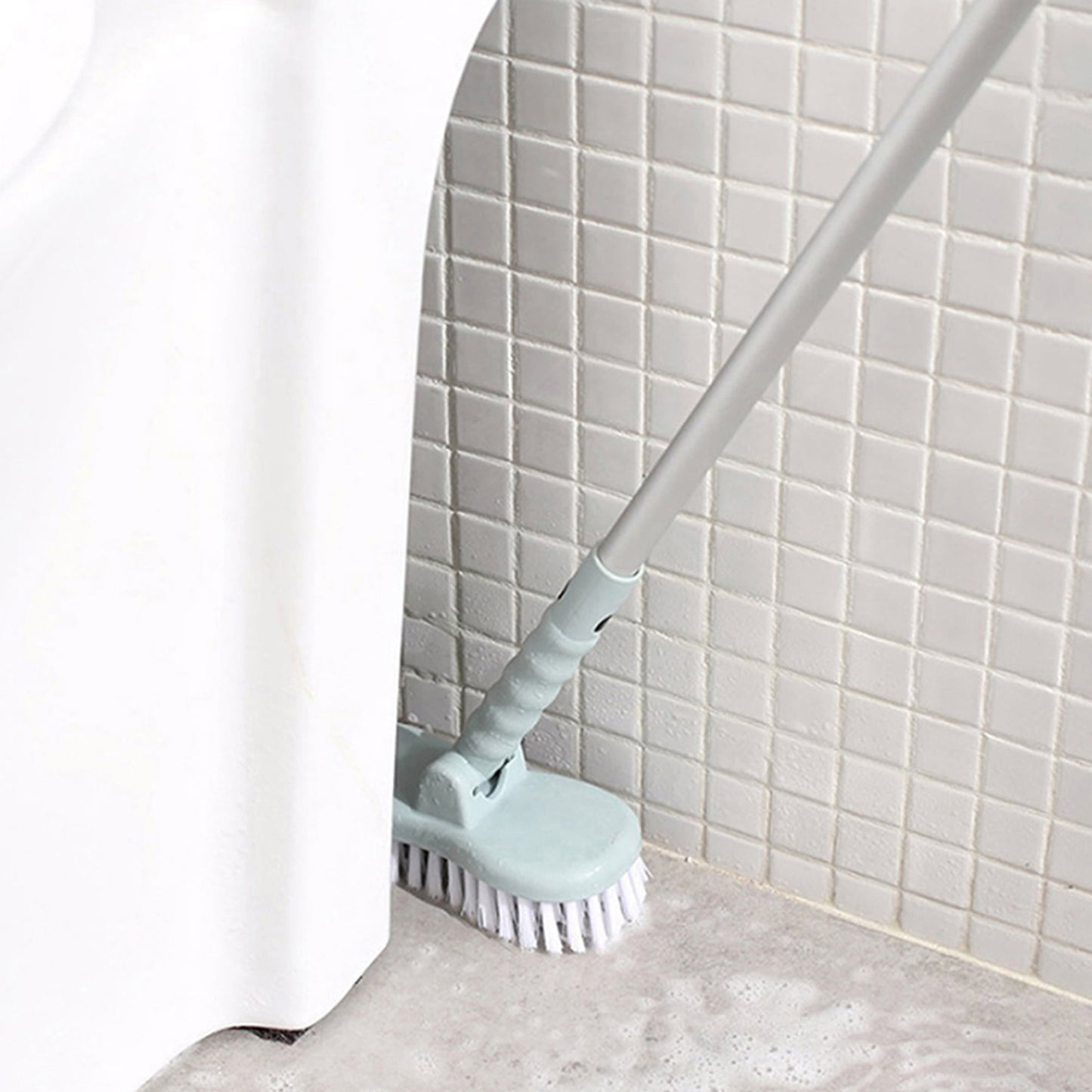 2 in 1 Stiff Bristle Floor Scrub Brush Adjustable Stainless Steel Handle