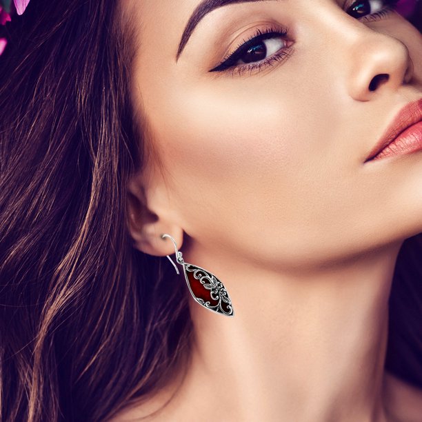 Dragonfly Dangle Drop Earrings Abalone Shell Sterling Silver for Women