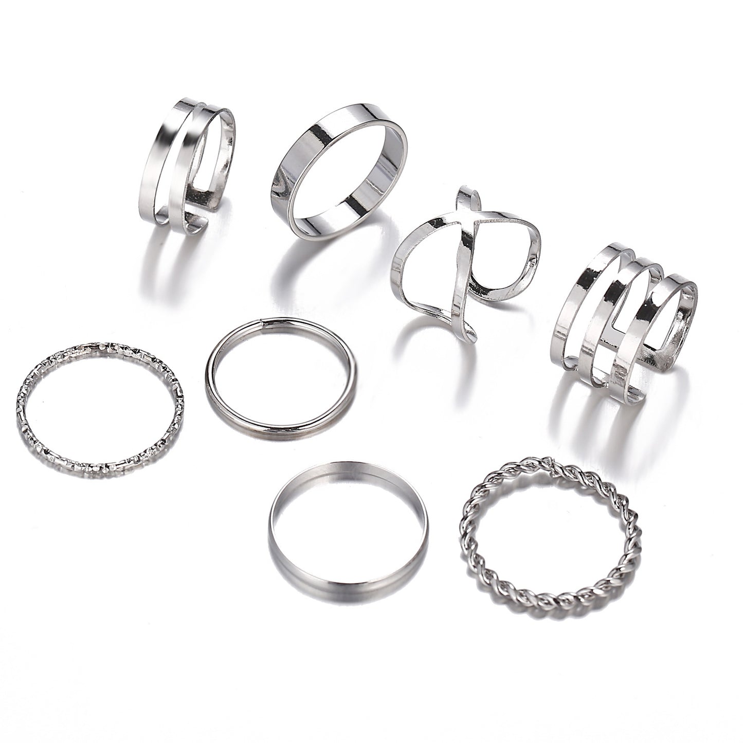 8Pcs Stackable Joint Knuckle Ring Set For Women 14K Gold Plated