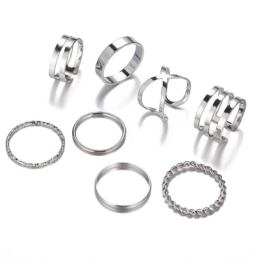 8Pcs Stackable Joint Knuckle Ring Set For Women 14K Gold Plated