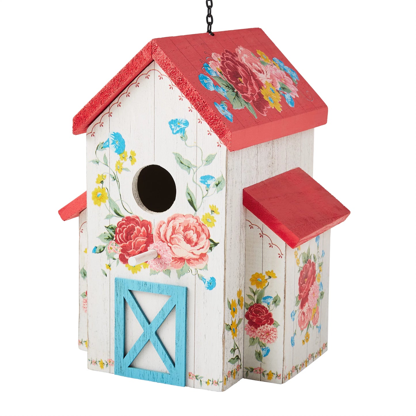 Multi-Color Sweet Rose Wood Birdhouse w/ Removable Roof