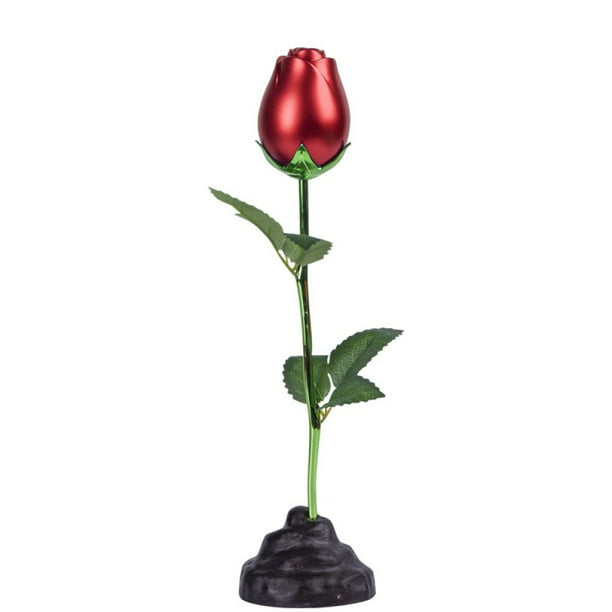 Metal Rose Flower Tabletop Ornament w/ Base- Great Gifts Idea Rose for Valentine's Day, Birthday, Mother's Day