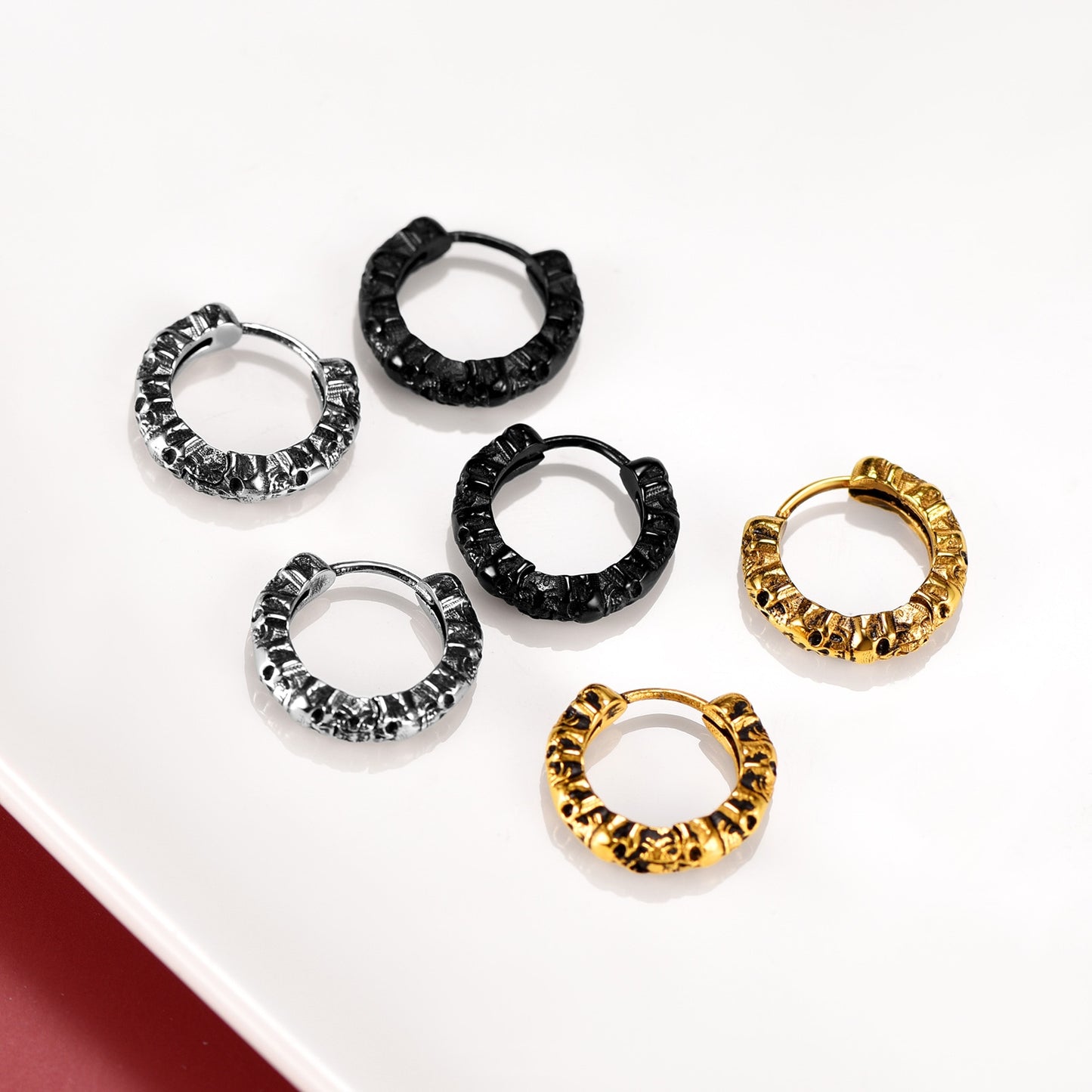 Skull Huggie Circle Hoop Earrings Gothic Punk for Men/Women