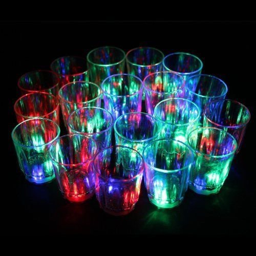 Set 24 Shot Glasses - Plastic 2 oz LED Blinking Barware