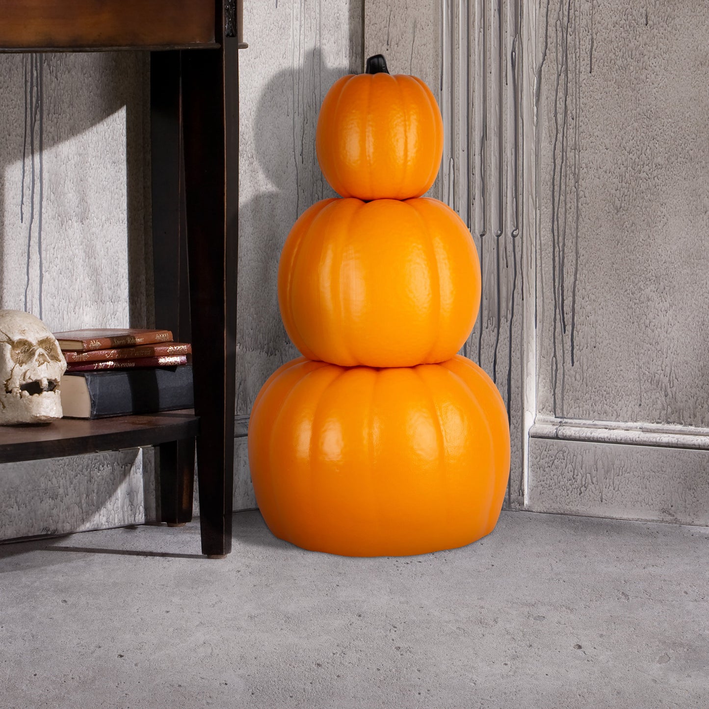 Orange Blow Mold Pumpkin Trio for Halloween Decoration