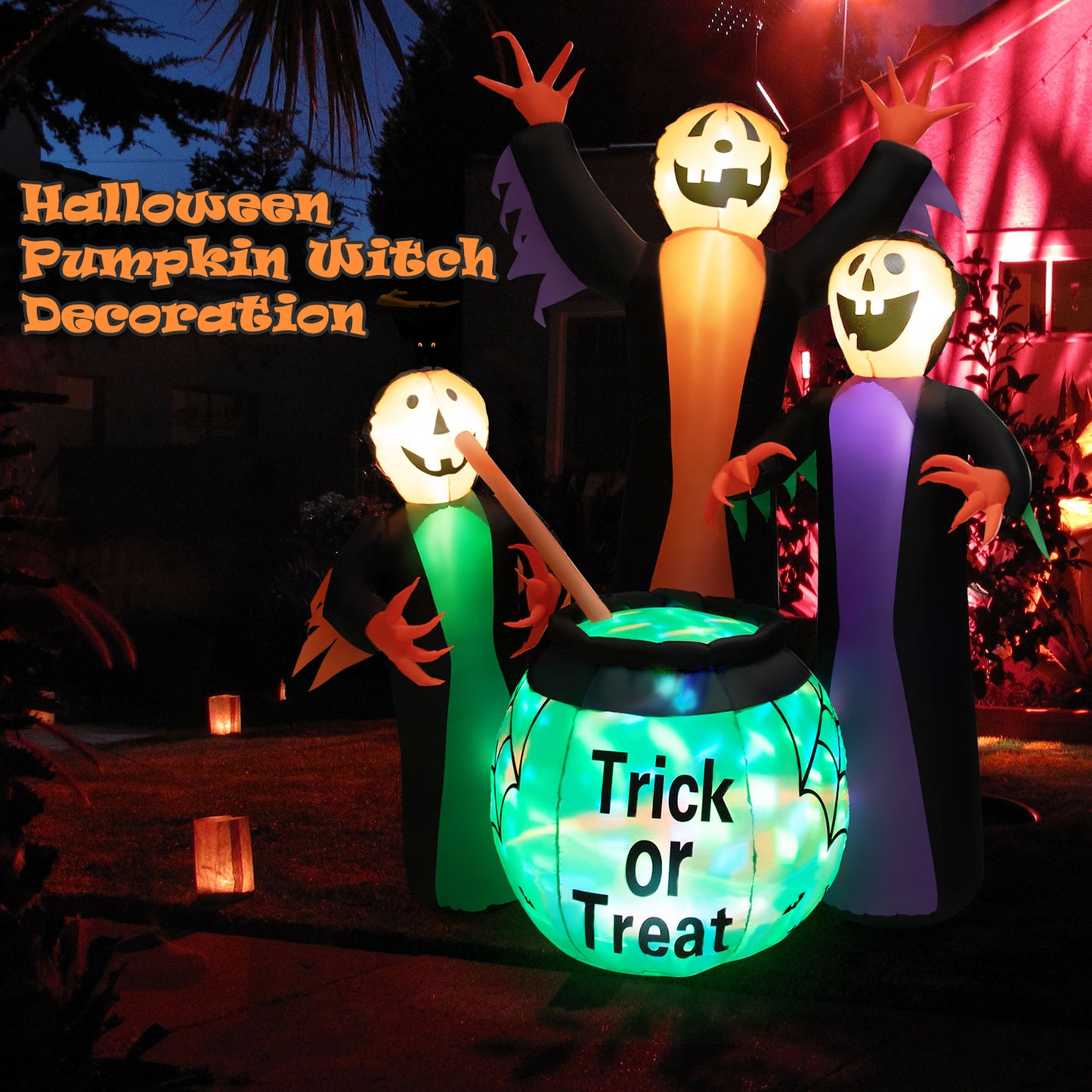 8' Halloween Inflatable Witch Decor w/ Bright LED Lights
