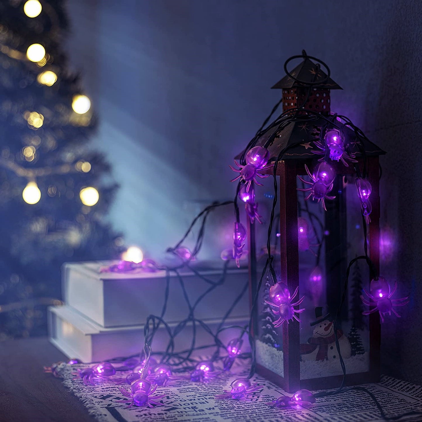 Halloween Spider String Lights, 20Ft 40 LED Battery Operated