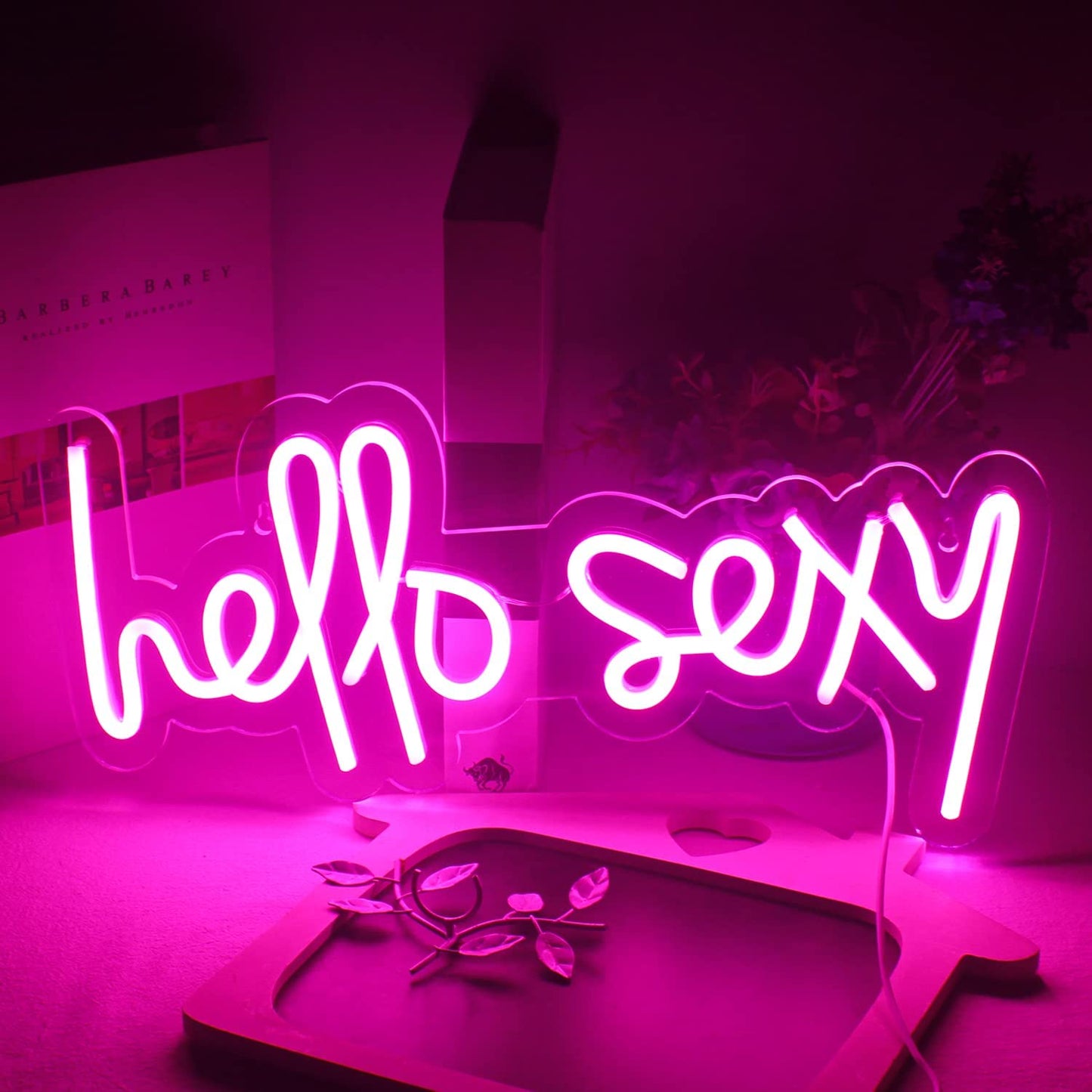 Hello Sexy USB Neon Sign Pink LED Neon Lights for Bedroom Decoration