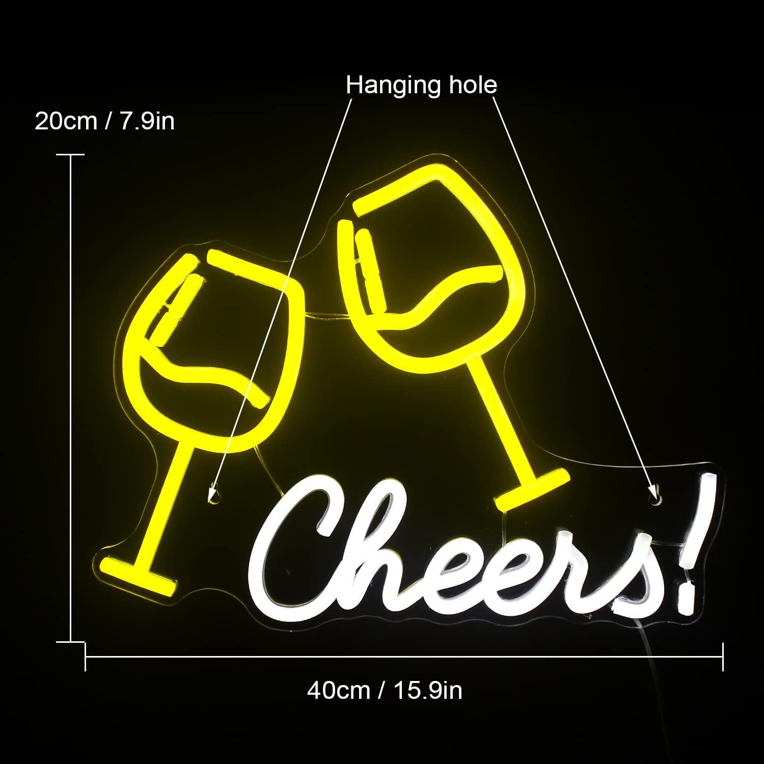 Cheers Wine Glass Neon Light LED Sign for Wall Decoration