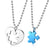 2 Stainless Steel Love Heart Puzzle Matching Pendant Necklace for Couples- Blue