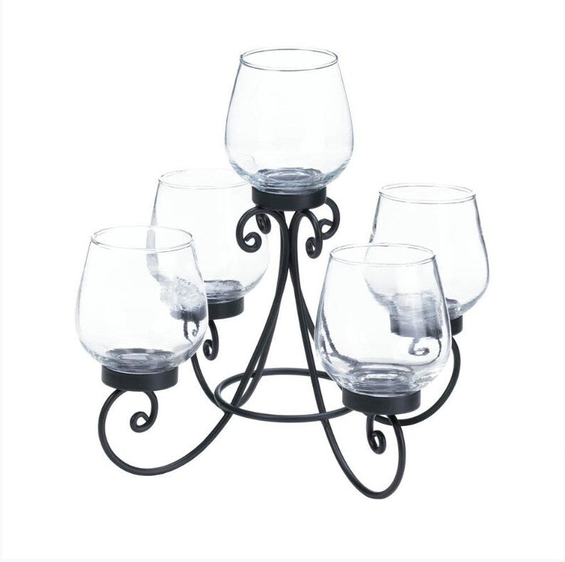 Elegant Scrollwork Metal Candle Holder Centerpiece HOme Decoration