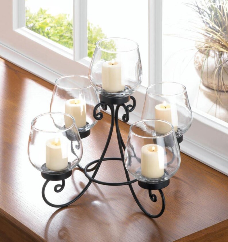 Elegant Scrollwork Metal Candle Holder Centerpiece HOme Decoration