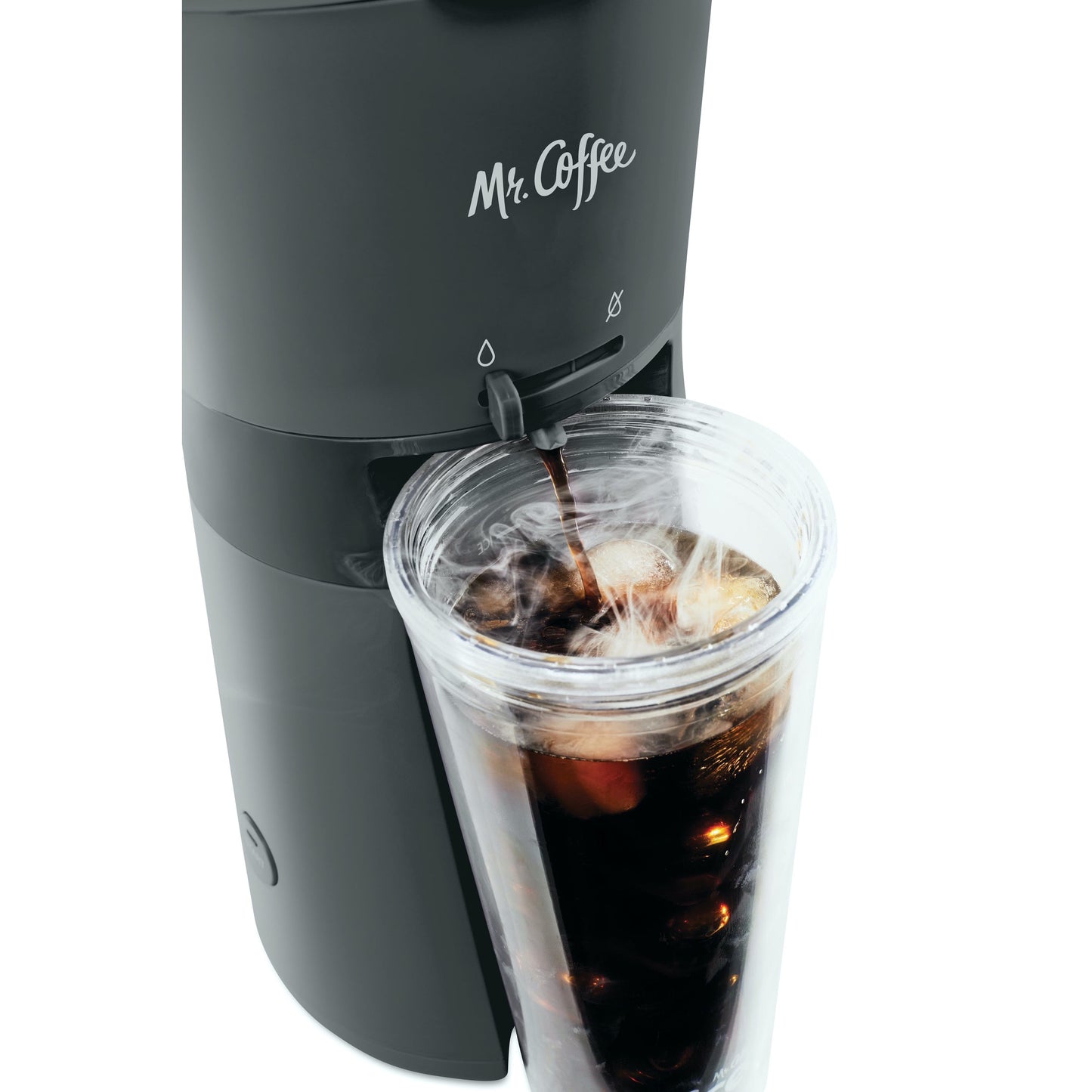 Iced Coffee Maker with Reusable Tumbler & Coffee Filter, Dark Grey