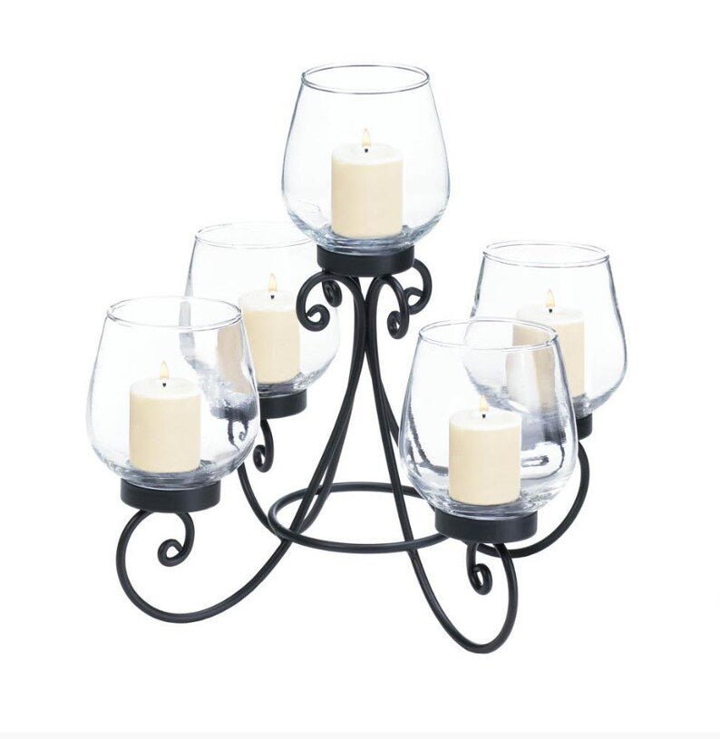 Elegant Scrollwork Metal Candle Holder Centerpiece HOme Decoration