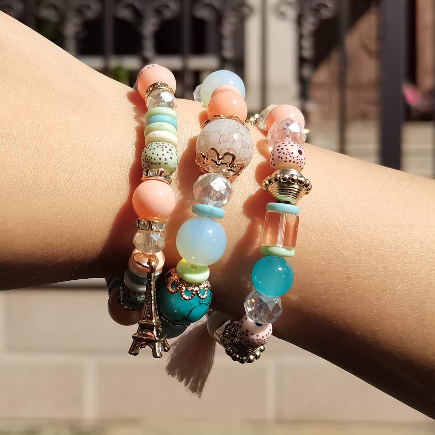 Bohemian Bracelets for Women Stretch Multilayer Colorful Beads Bracelet