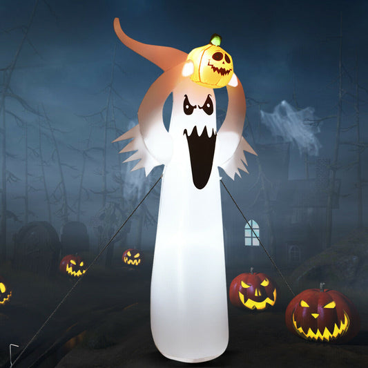 6' Inflatable LED Ghost w/ Pumpkin for Halloween Decoration