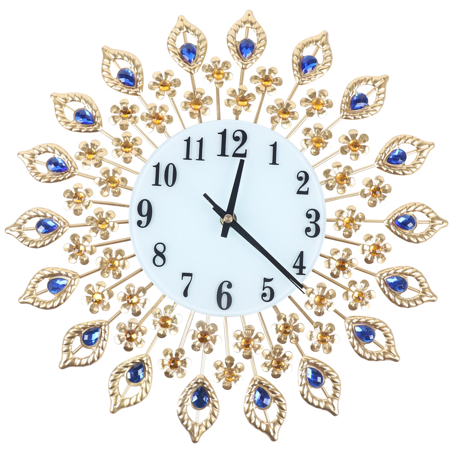 Pea-Cock Wall Clocks Luxury 3D Crystal Quartz Home Decoration