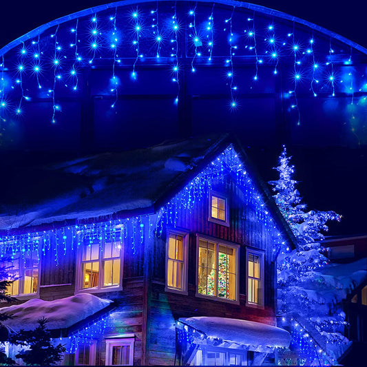 Blue Led Christmas Lights Outdoor Christmas Decorations Hanging Lights 400LED 8 Modes 75 Drops