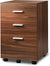 3 Drawer Wood Mobile File Cabinet, Rolling for Letter/A4 Size, Walnut