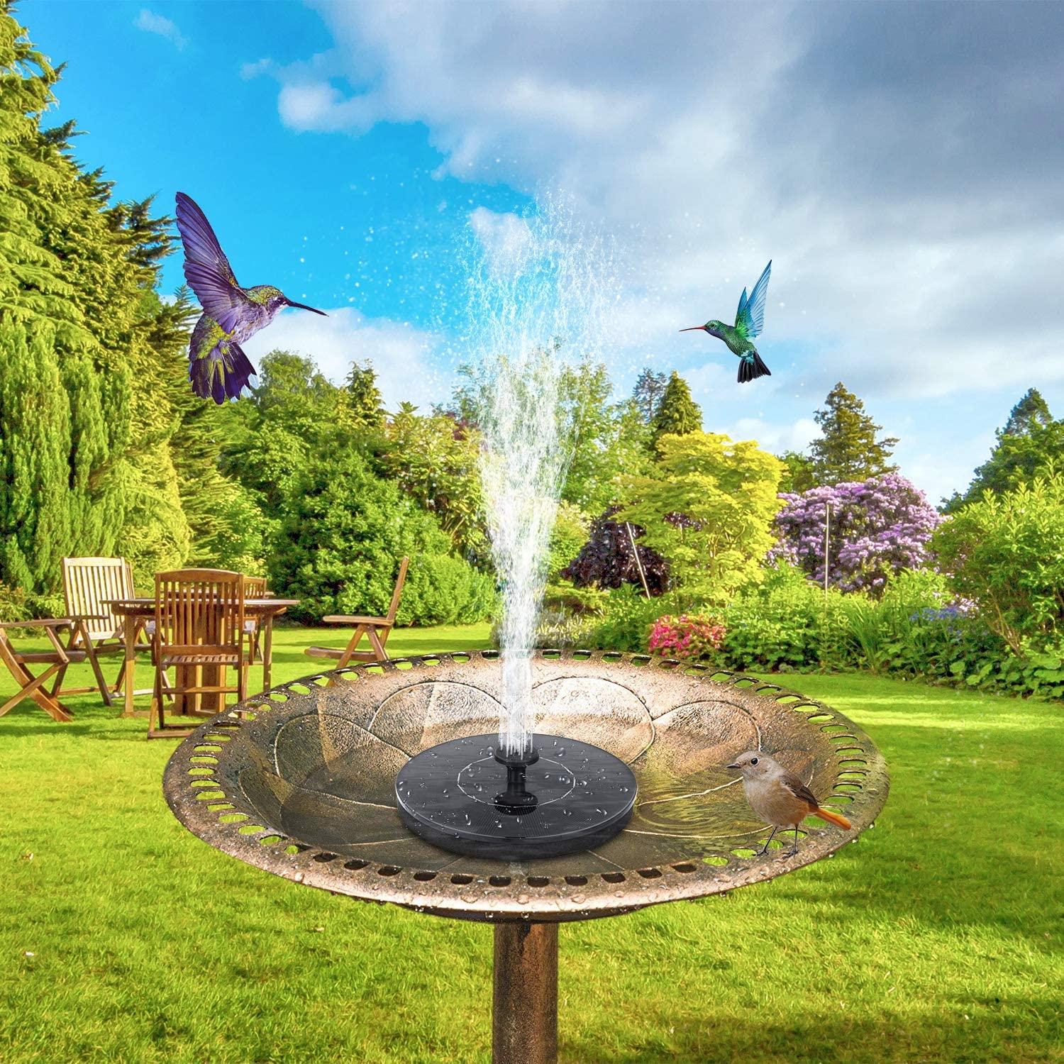 Solar Bird Bath Fountain Pump, Upgrade 1.4W Solar Fountain w/ 4 Nozzle, Free Standing Floating