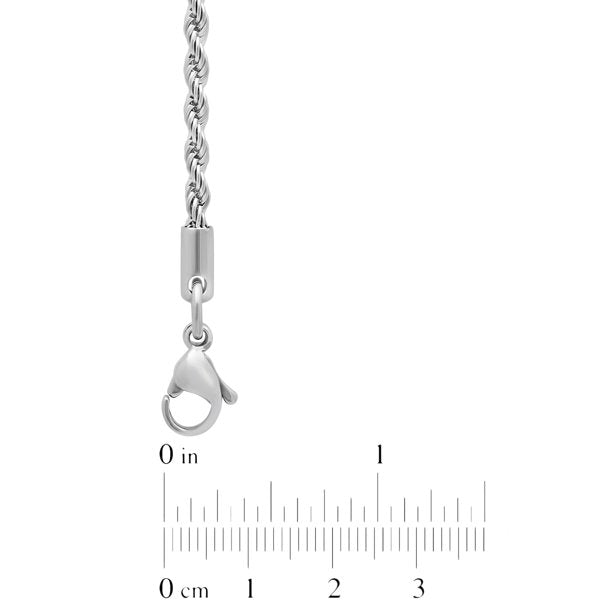 Mens Silver-Tone Stainless Steel Rope Link Chain Necklace