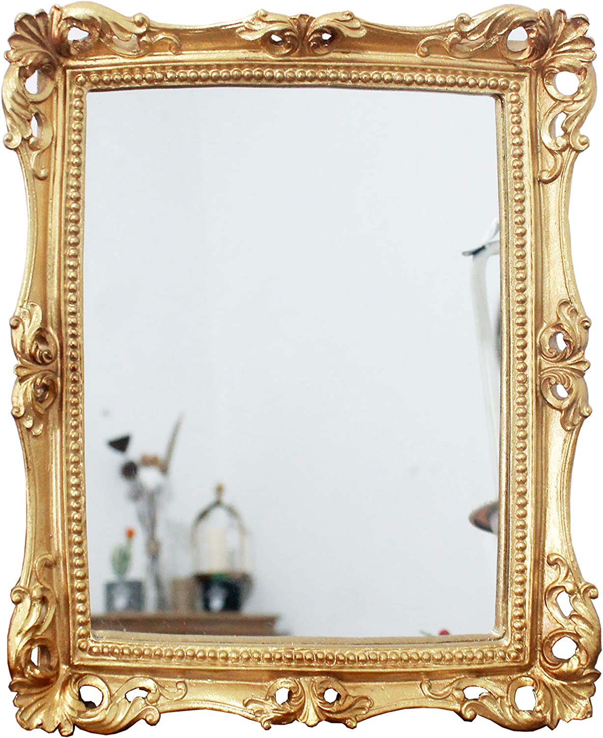 Vintage 11 x 9.5 inch Decorative Mirror, Wall Mounted & Tabletop Makeup Mirror -Square