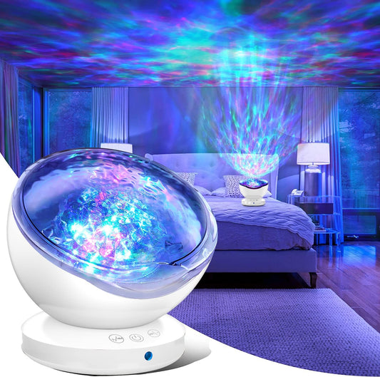 Ocean Wave Projector, 12 LED Remote Control Night Light Lamp Timer 8 Colors Changing LED Kids Night Light Projector Lamp for Baby Kids Adult Bedroom Living Room and Holiday Party Decorations