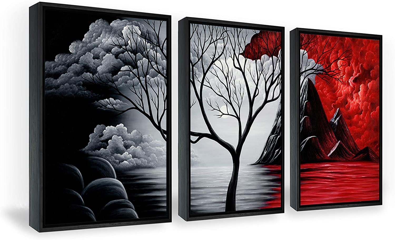 The Cloud Tree Wall Art Oil Paintings Giclee Landscape Canvas Prints for Home Decorations, 3 Panels