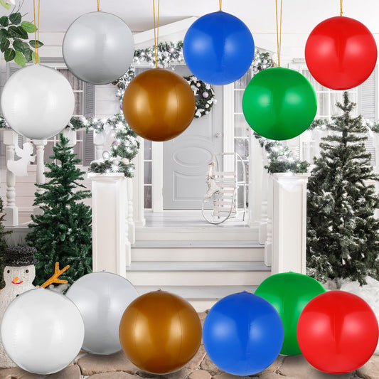 inflatable Christmas Balls Outdoor Christmas Decorations with Gold Hanging String Xmas Ornaments Balls