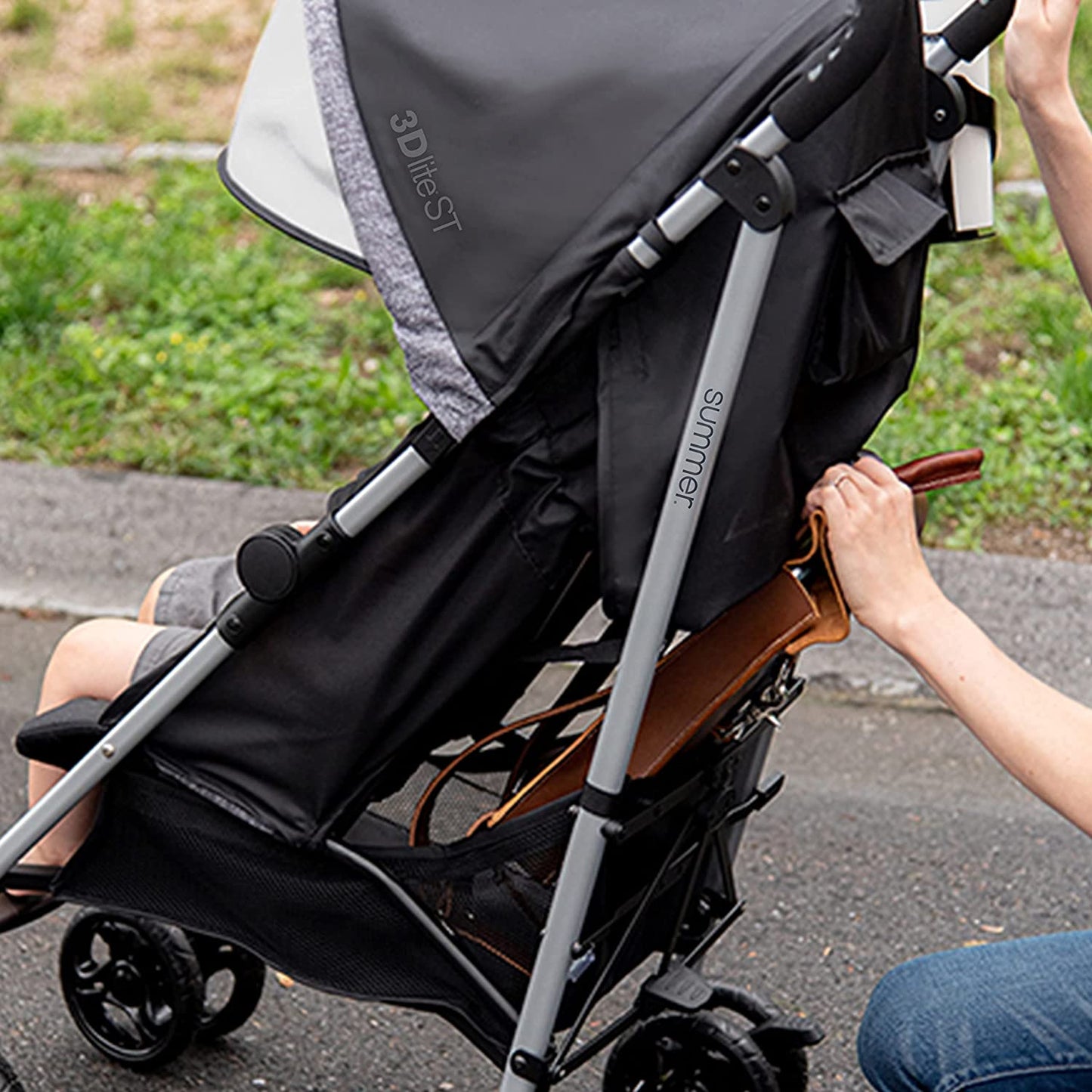 3Dlite ST Convenience Stroller, Black & Gray - Lightweight Stroller w/ Steel Frame, Large Seat Area, Multi-Position Recline