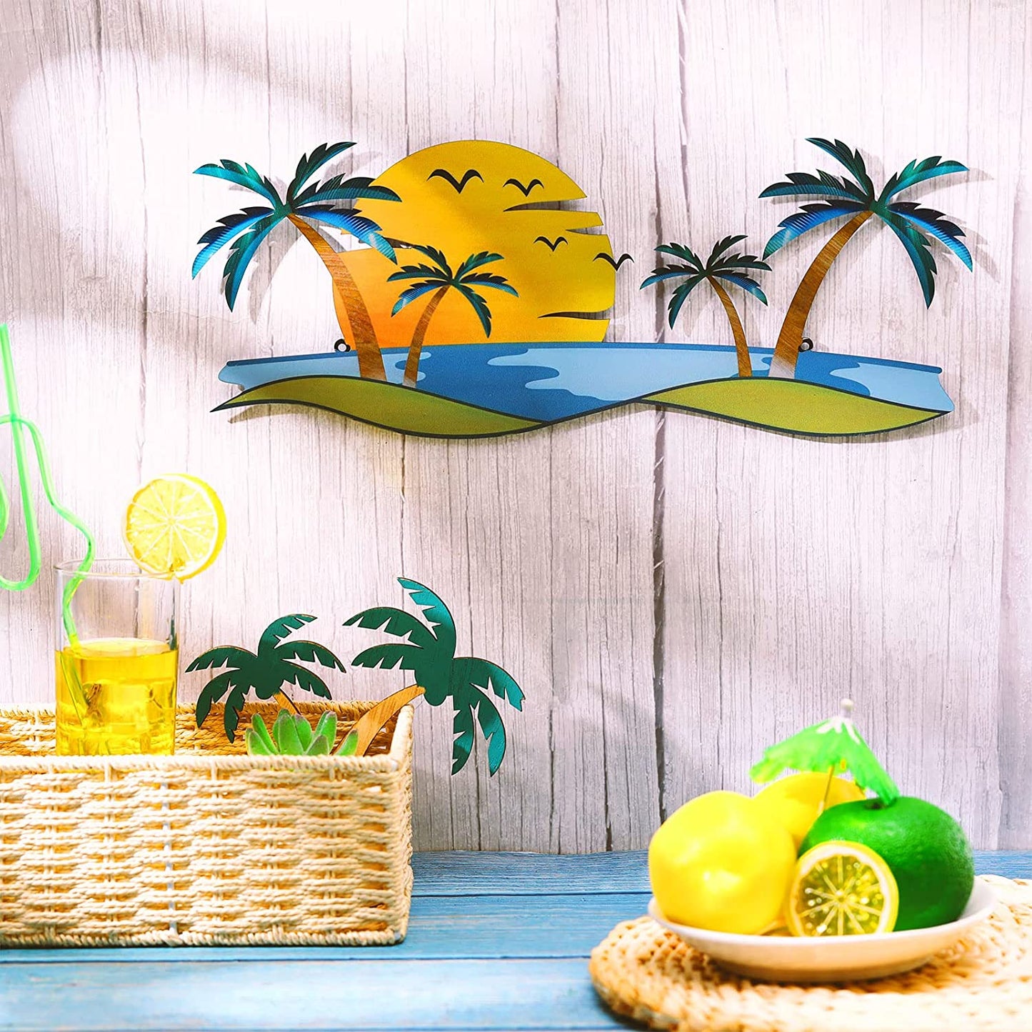 Tropical Beach Metal Wall Decoration for Indoor or Outdoor (Sunset)