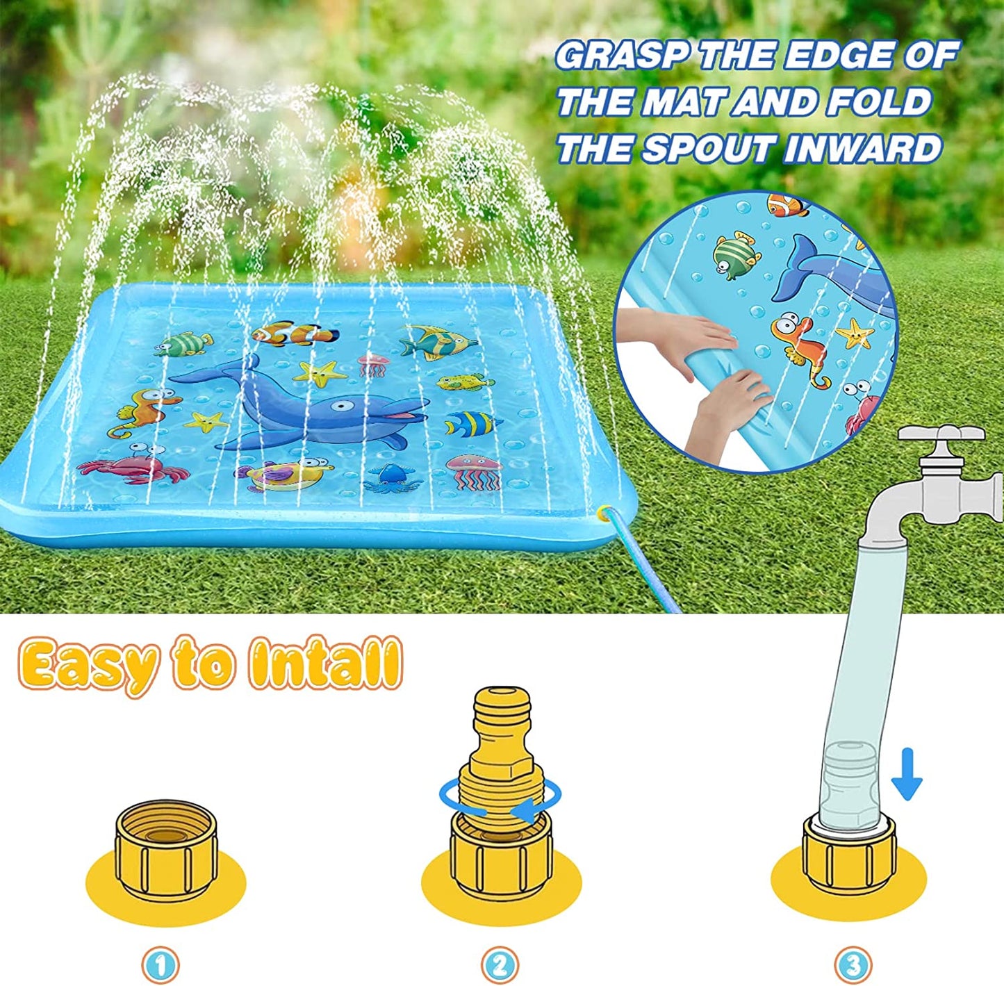 Splash Pad for Toddlers, Outdoor Sprinkler for Kids, 67" Summer Water Toys Inflatable