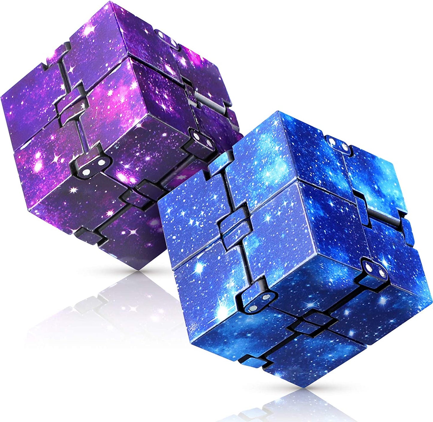 Toys Fidget Cubes 2PCS Infinity Cubes for Kids & Adult, Blue & Purple Galaxy