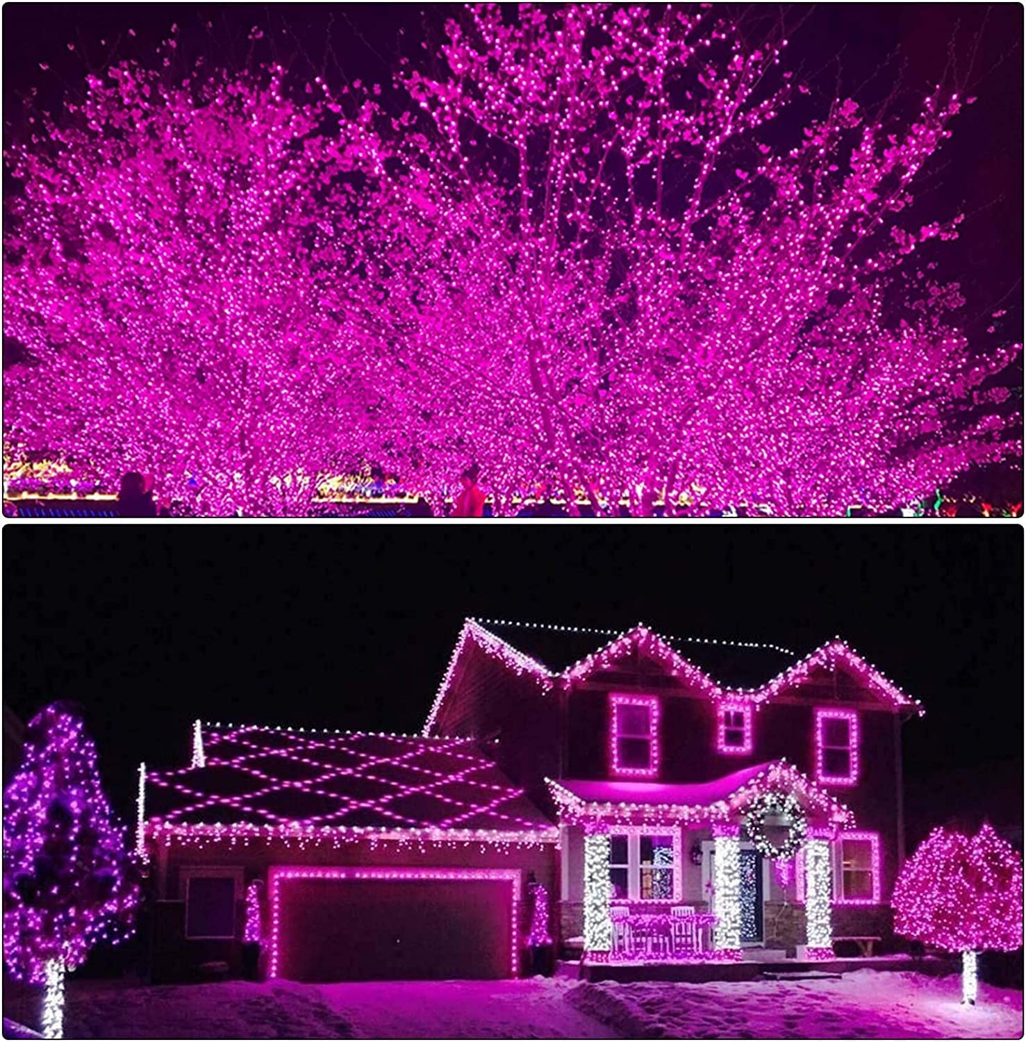 300 LED Valentines Day Decor Lights, 108ft Plug in Pink Lights, 8 Modes