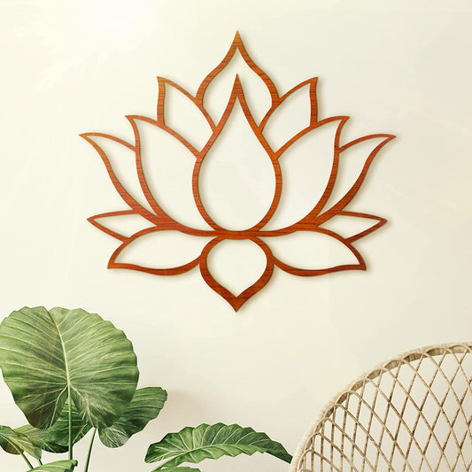 Wood Wall Decoration Lotus Flower Mandala  - 15.7" W x 14" H