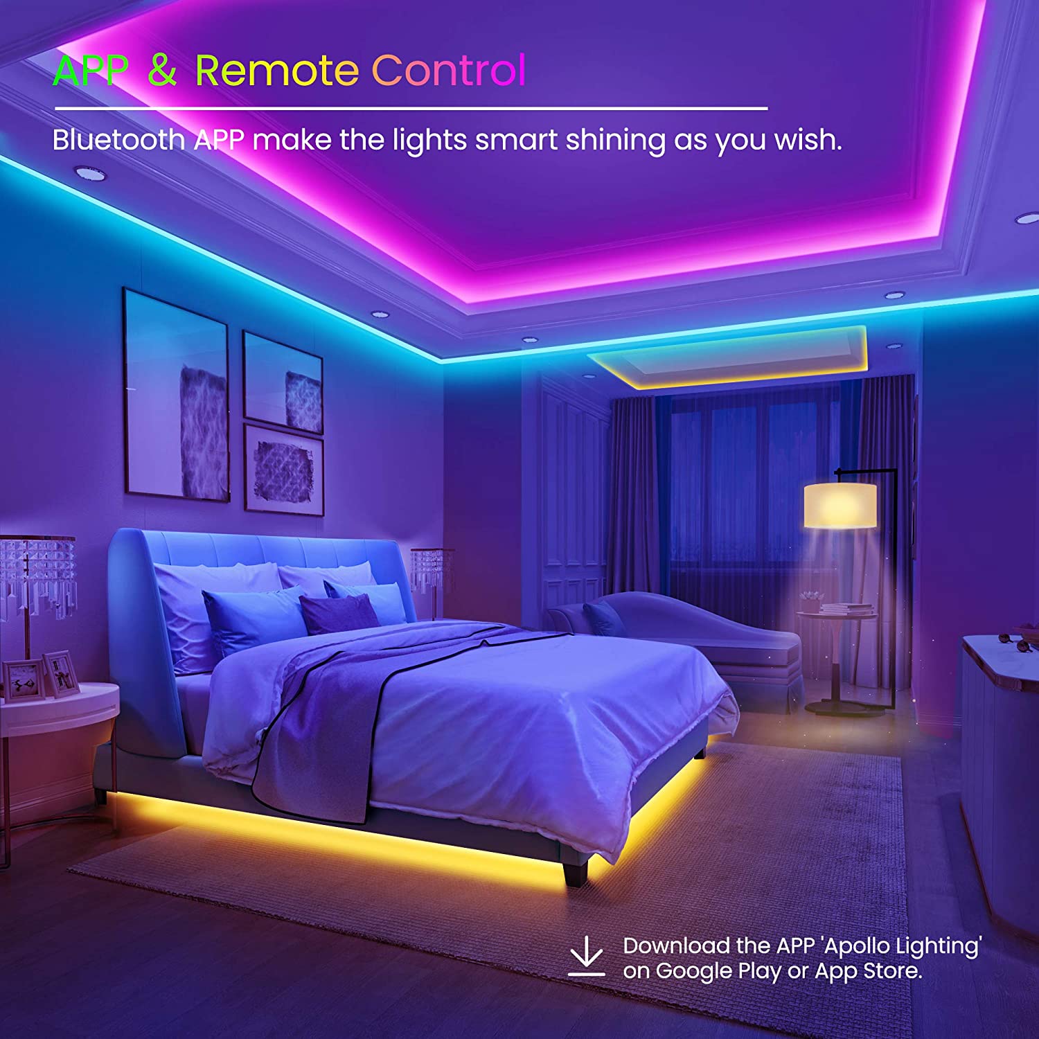  100ft Led Lights for Bedroom, APP Control Music Sync