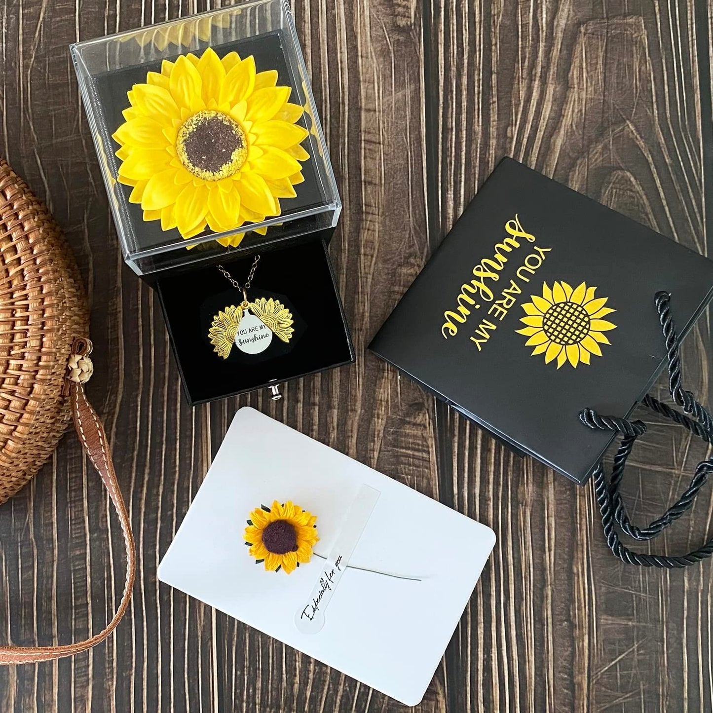 Artificial Sunflower Gifts for Women/Wife/Mother w/ Necklace & Gfitbox