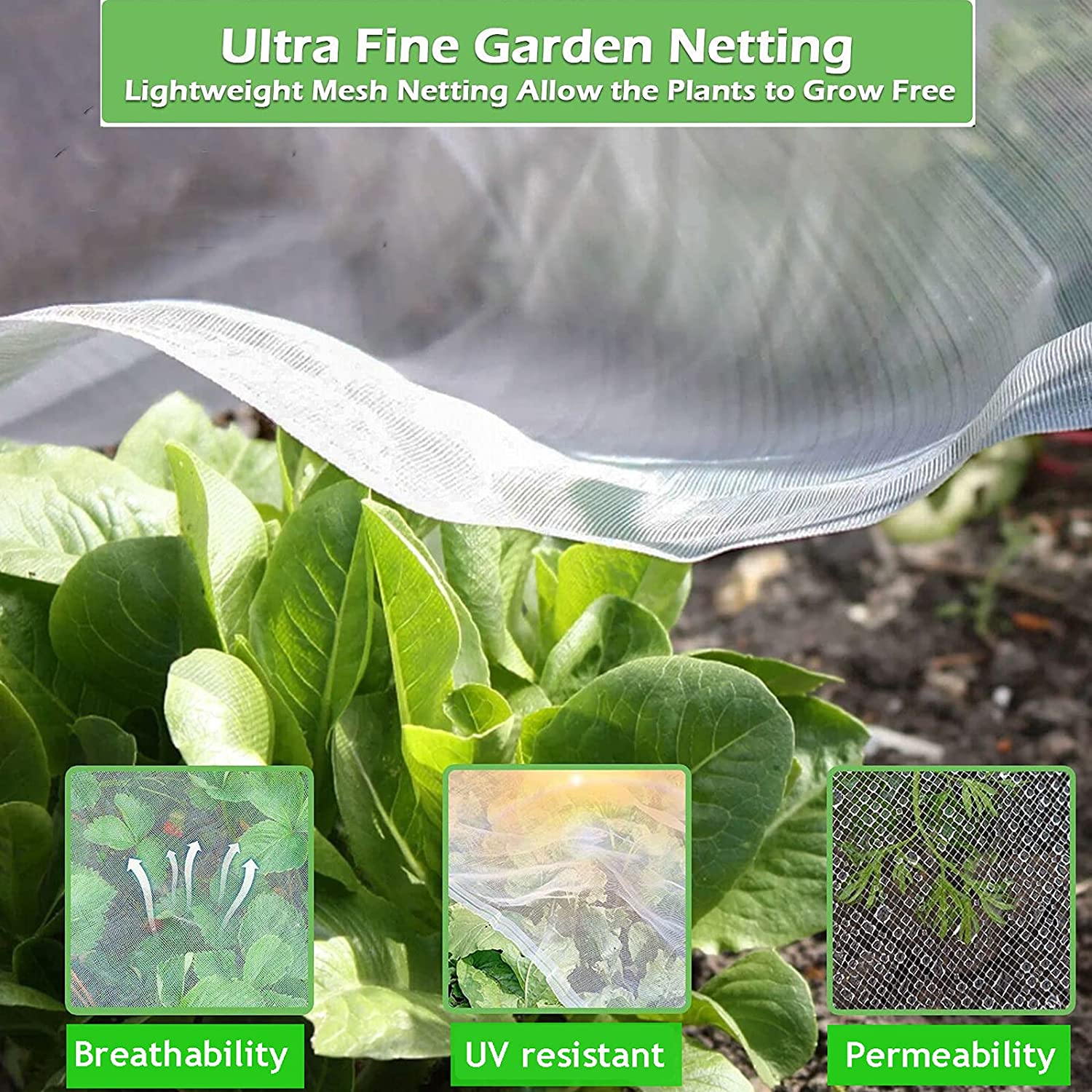 Ultra Fine Garden Mesh Netting, 6.6 x 9.9FT Bird Screen Barrier Netting, Thicken Plant Covers