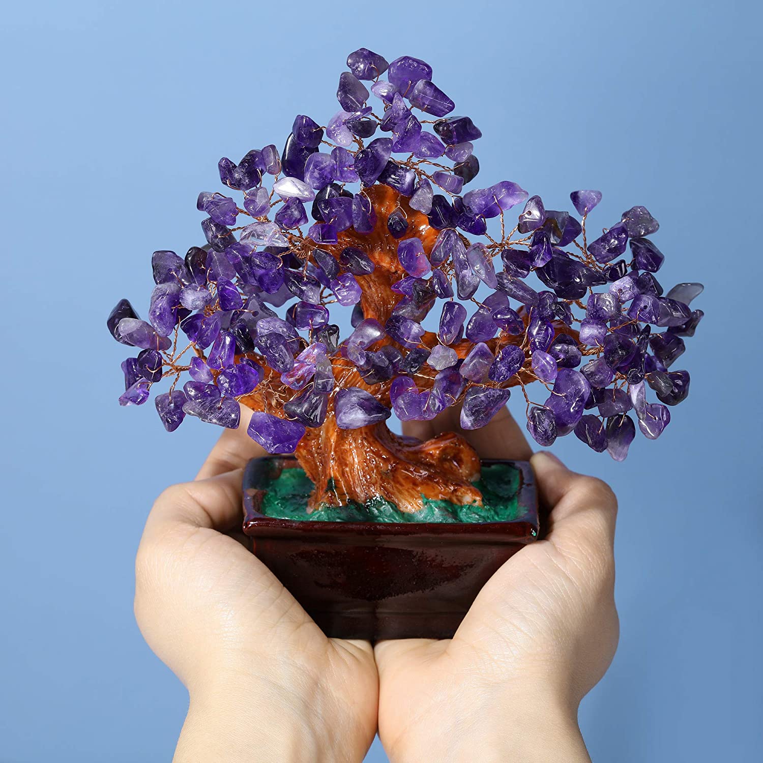 Natural Amethyst Gemstones Money Tree Reiki for Wealth Home Decoration