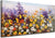 Flowers Wall Art Canvas Daisy Colorful Summer Picture Modern Landscape Wildflowers Painting, Purple Yellow Floral Home Decor 40"x20"