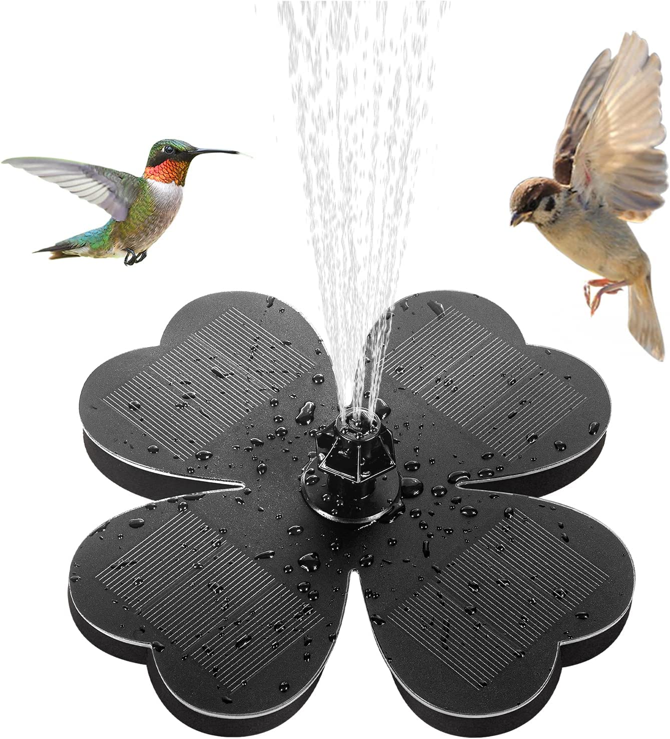 Solar Fountain Pump for Bird Bath, Lucky Clover Solar Water Pump for Ponds