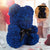 Rose Teddy Bear,10" Flower Bears w/ Lights, Foam Artificial Flower (A-Royal Blue)