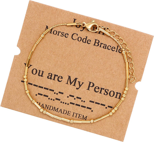 Inspirational Morse Code Bracelets for Women Silver Beads Jewelry Encouragement Mantra Gifts for Her