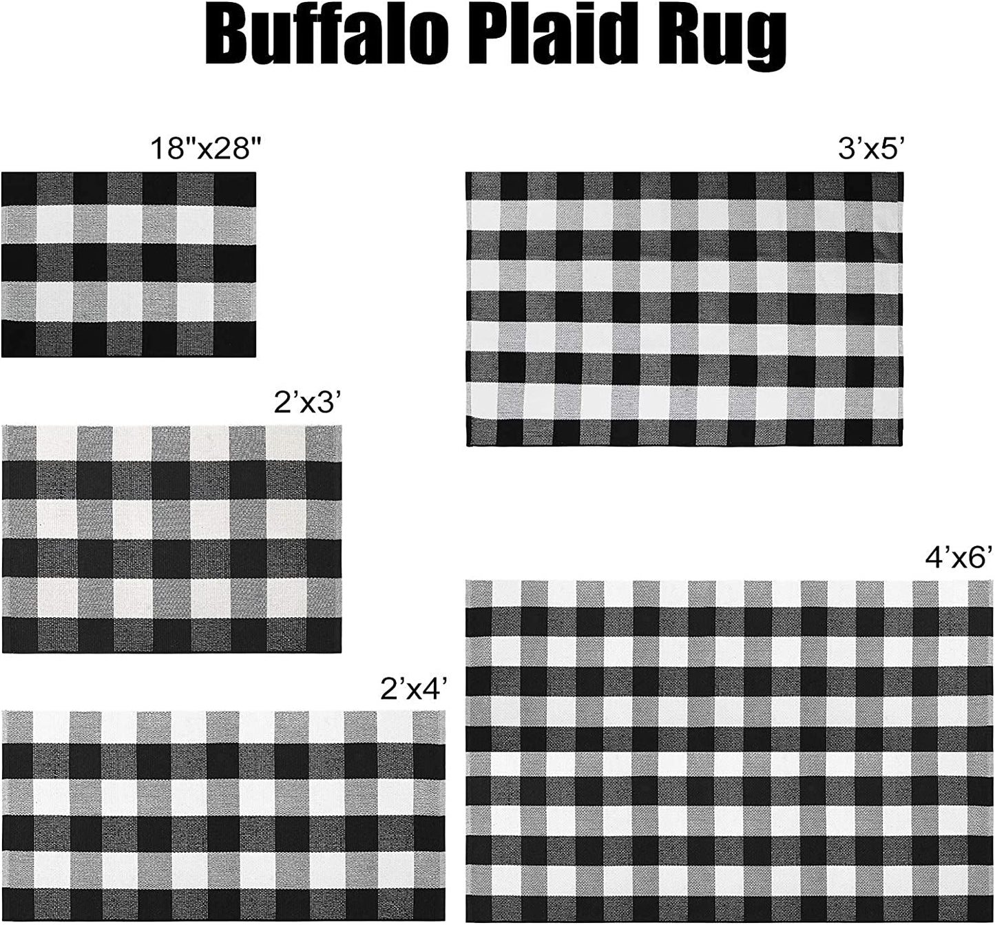 Christmas Buffalo Plaid Outdoor Rug 2x4 ft Black and White Runner Rug