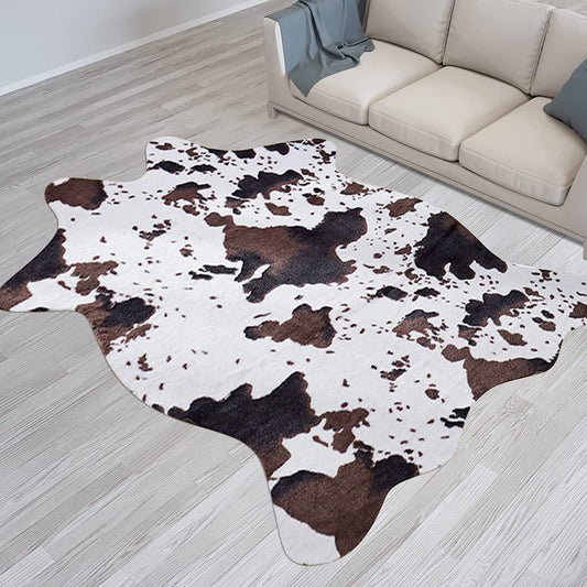 Faux Fur Cowhide Rug, 4.6 x 5.2 Feet Cute Non Slip Animal Cow Print Area Rug