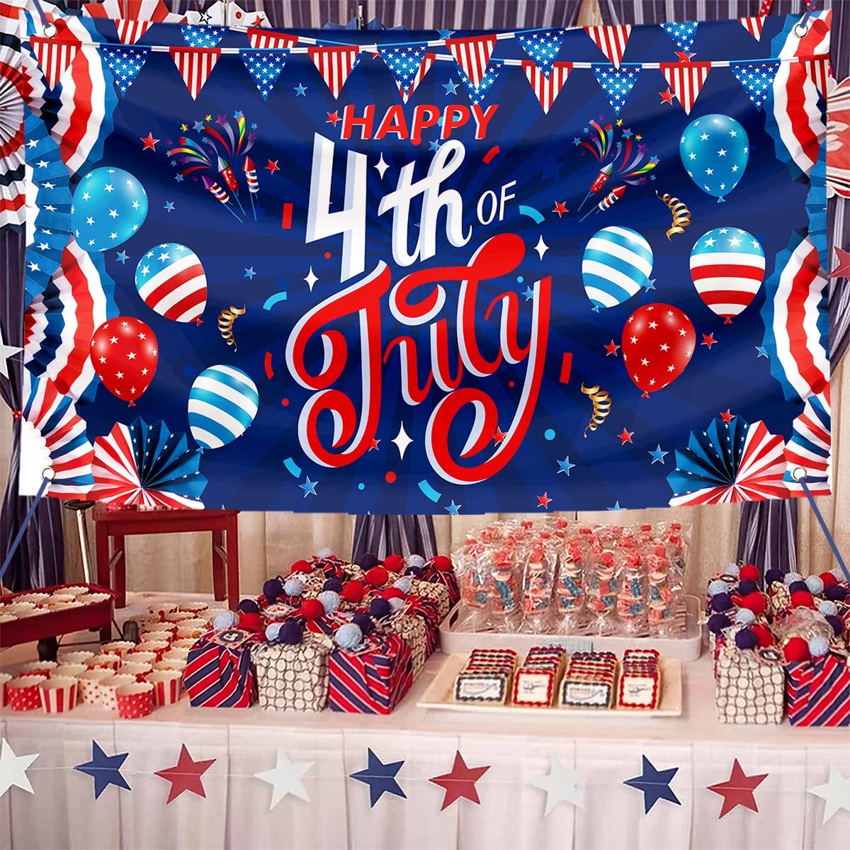 Large 4th of July Flag Decorations Outdoor Independence Day 71x44 Inch