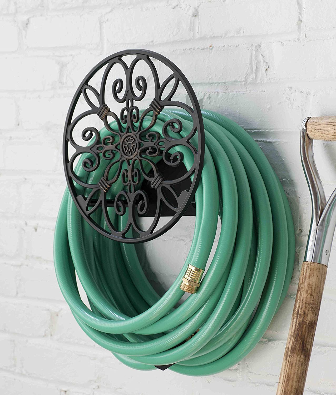 Iris Wall Mounted Decorative Hose Butler, Holds 125-Feet of , Black